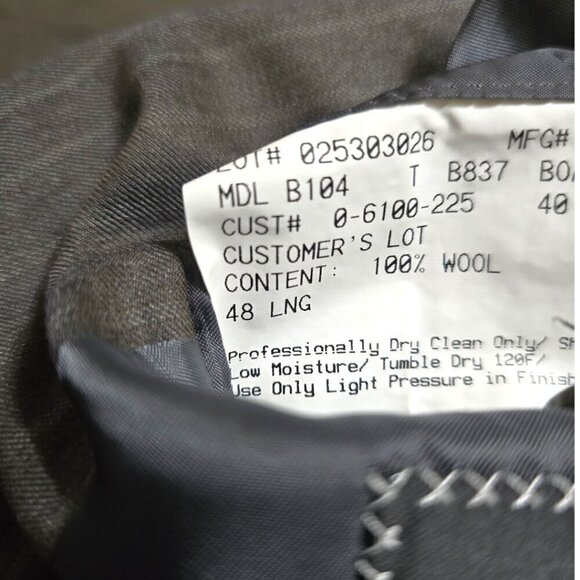 Hickey Freeman Vintage Gray Pinstripe Boardroom Single Breasted Blazer Sz 48L - Picture 10 of 11